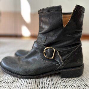 FIORENTINI + BAKER Eternity Eli Black Leather Motorcycle Ankle Boots sz 39.5 / 9